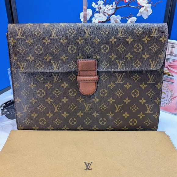 Louis Vuitton Poche Minitre Vintage Document Case Brown Monogram With Dust Cover - Picture 1 of 14